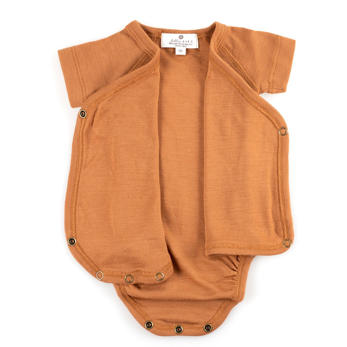 Merinowollen overslagromper - Korte mouwen - Argan Oil - Lille Barn