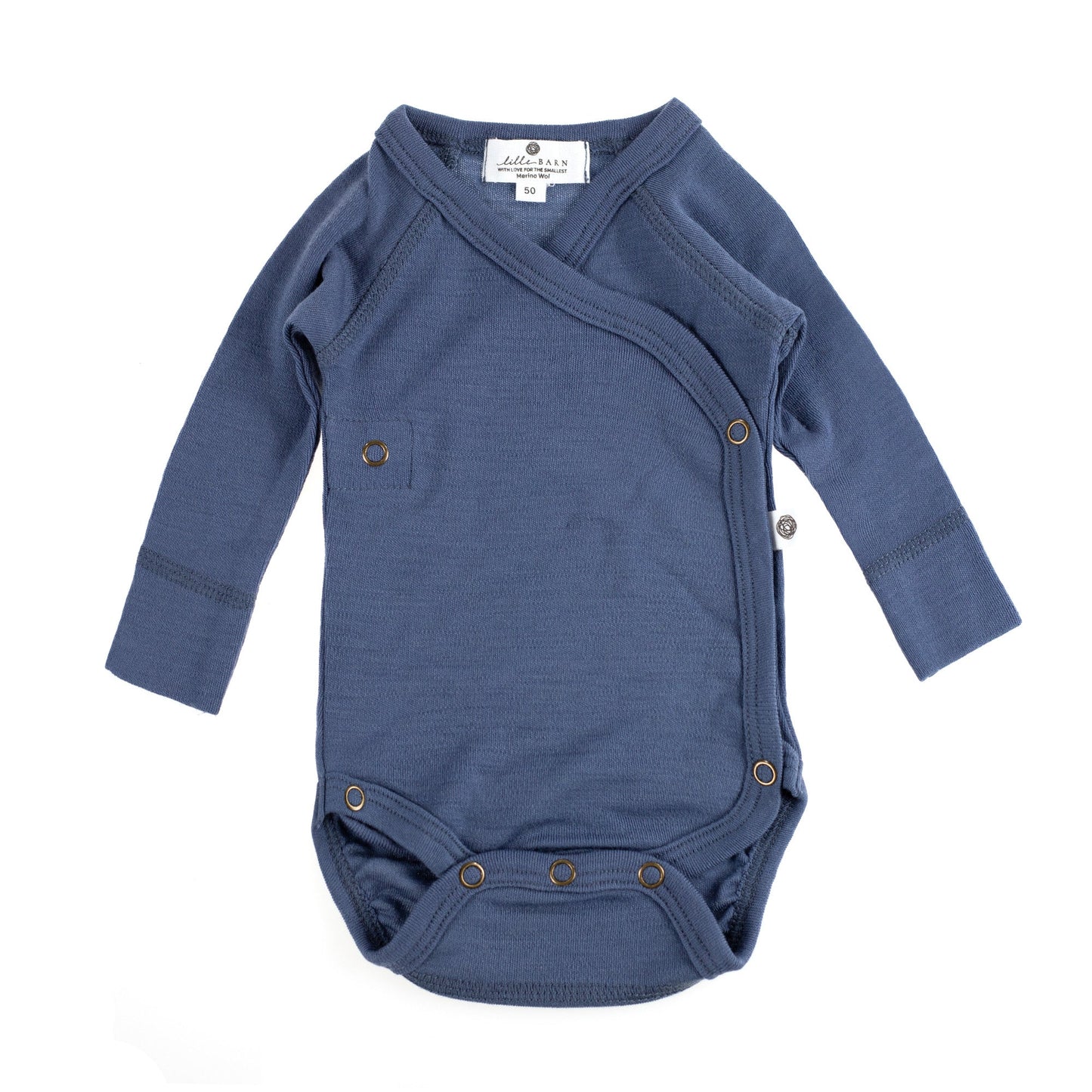 Merinowollen Overslagromper - Lange mouwen - Vintage Indigo