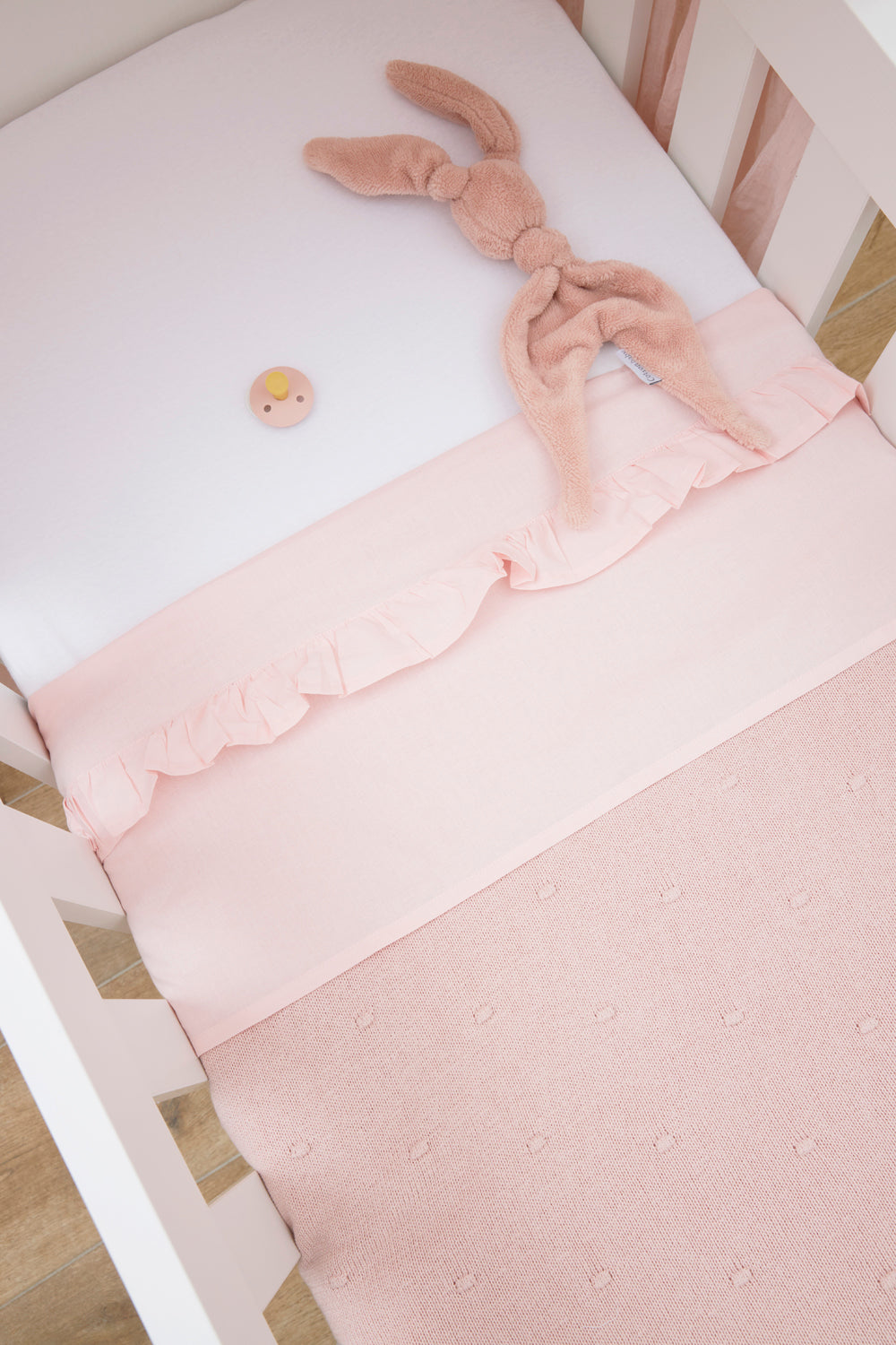 Laken wieg - Ruffles - 75x100 cm - Jersey - Soft Roze - Meyco