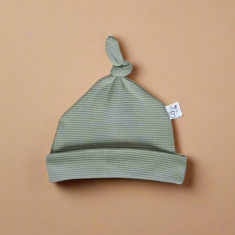 Knoopmutsje - Wafeljersey - Dusty Groen