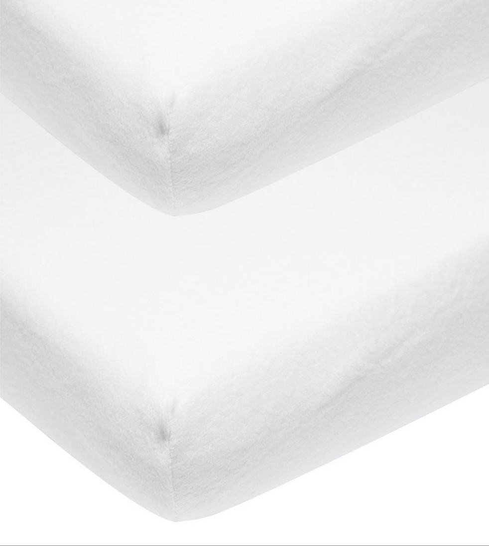 Molton Hoeslaken ledikant - 60x120 cm - Jersey - Wit - set van 2 - Meyco