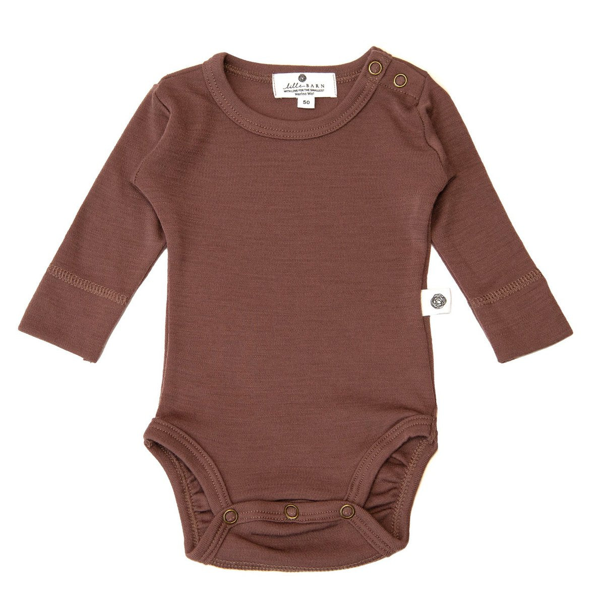 Merinowollen romper - lange mouwen - Twilight Mauve - Lille Barn