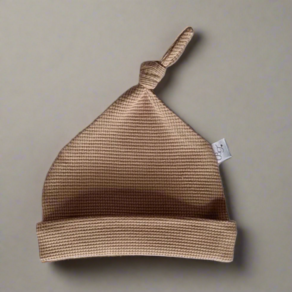 Knoopmutsje Wafeljersey Cacao