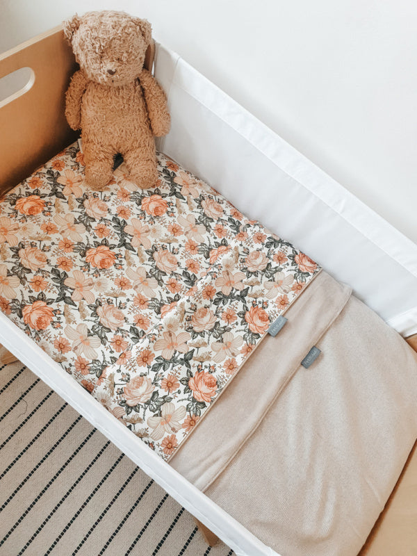 Ledikantdeken - dubbelzijdig - katoen - Soft beige - 145x110cm