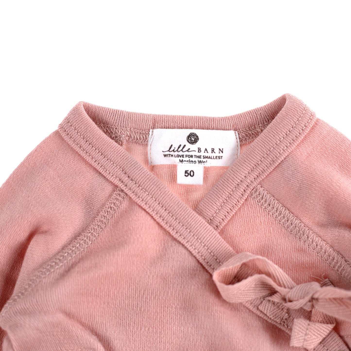 Merinowollen Overslagromper met lint - Lange mouwen - Misty Rose - Lille Barn