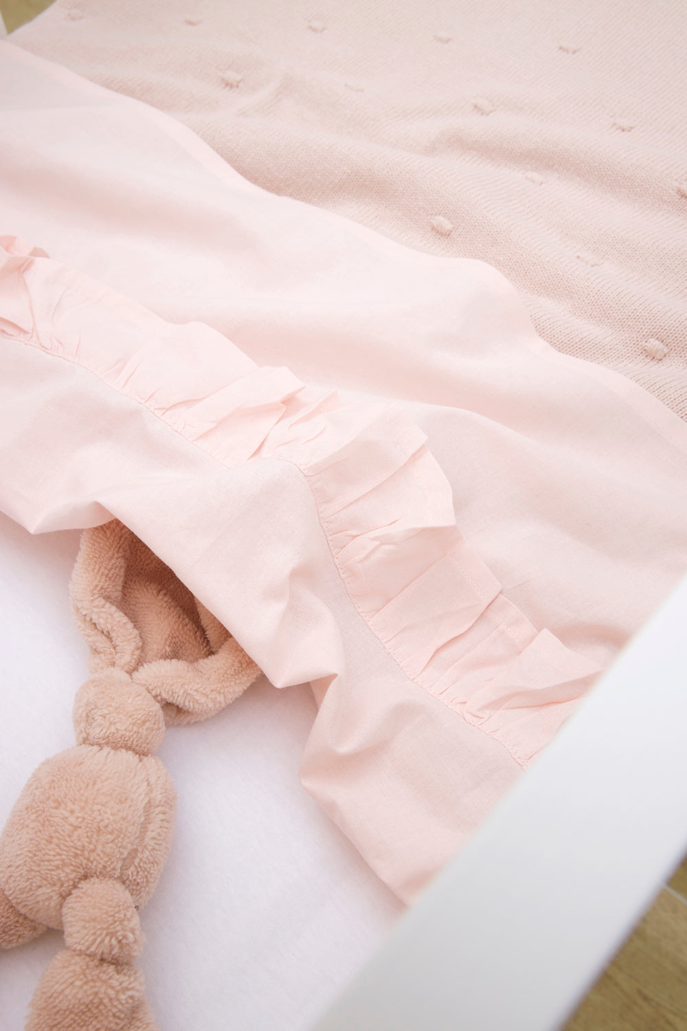 Laken wieg - Ruffles - 75x100 cm - Jersey - Soft Roze - Meyco
