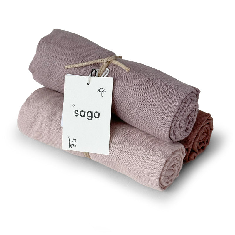 Luierdoekjes Set 3 stuks - Vidar - Hydrofiel - 70x70cm - Gemengd Rose