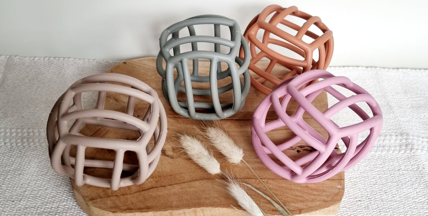 Sensorische bal - silicone - Poederroze Rammelaartje