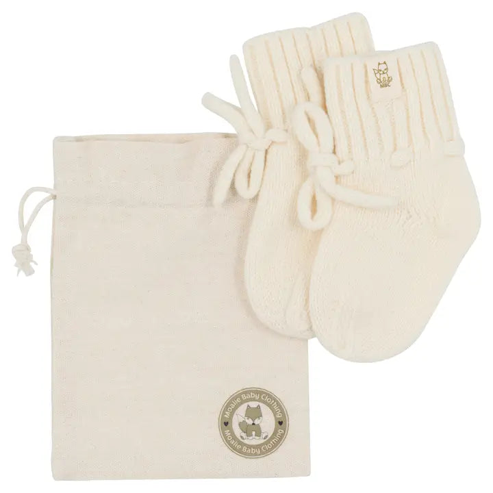 Baby slofjes - Off White - Merinowol/Cashmere - 0-12mnd - Moalie