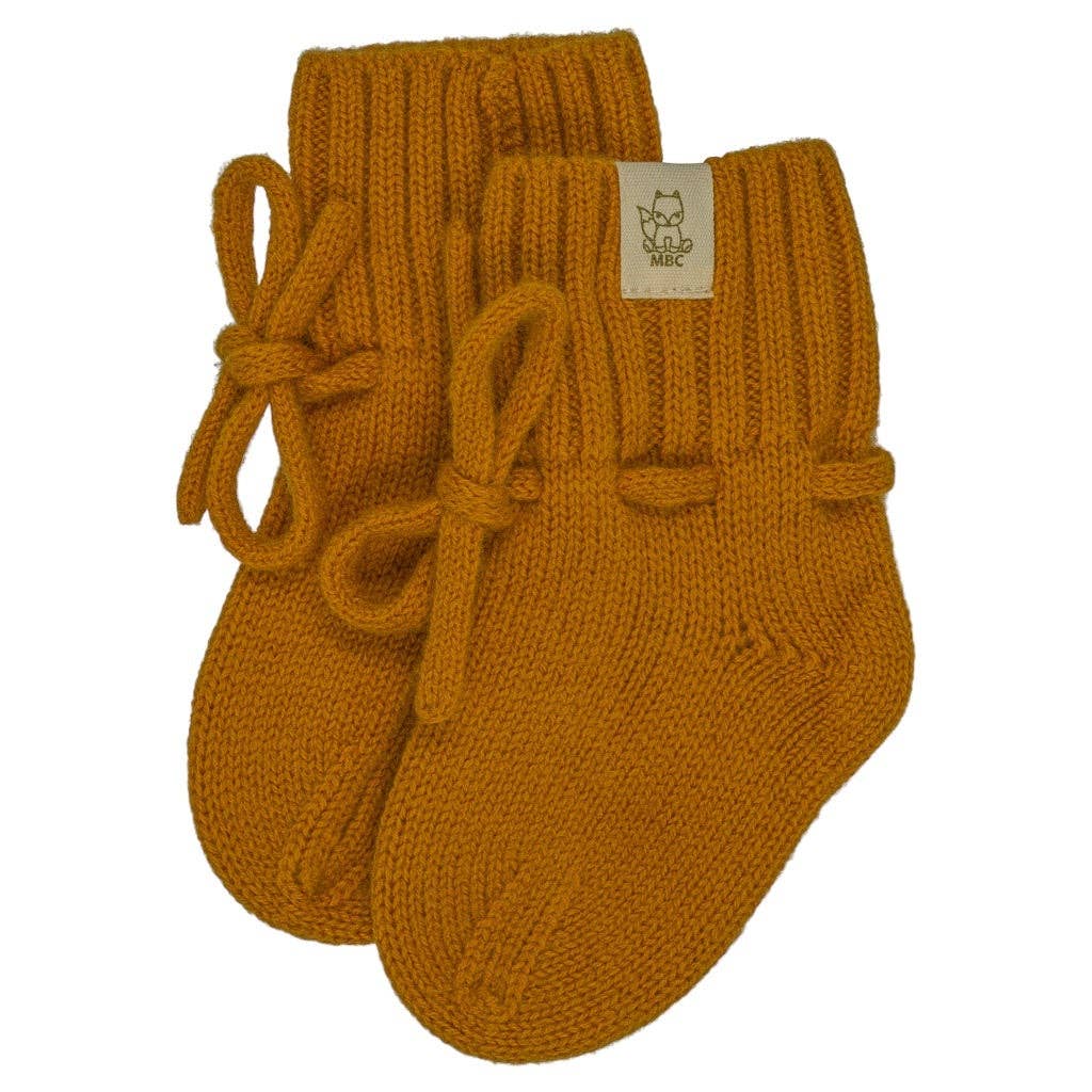 Baby slofjes - Ochre - Merinowol/Cashmere - 0-12mnd - Moalie