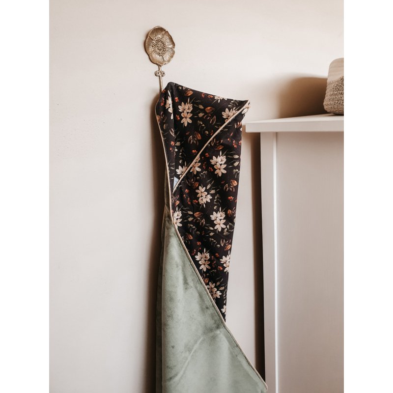Wikkeldeken - Boho flower black / green - Petit Juul