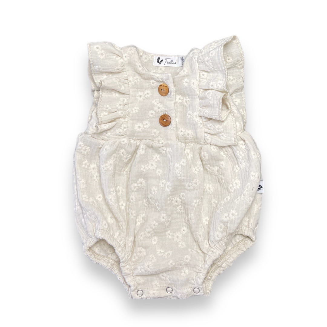 Body met ruffles - Flower Ecru - maat 62/68