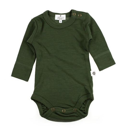 Merinowollen romper - lange mouwen -  Rifle Green