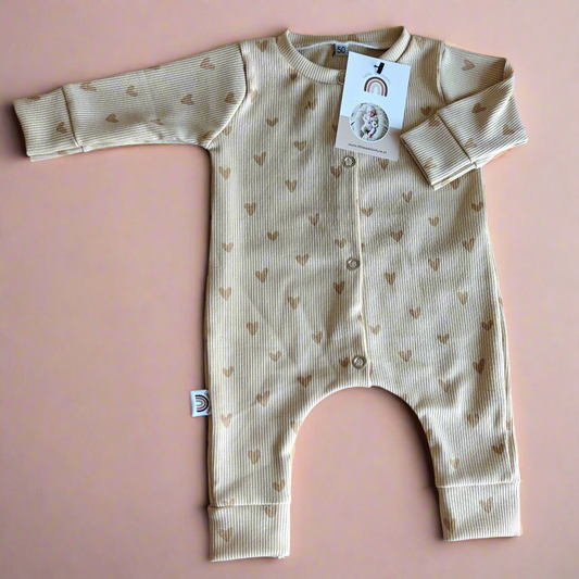 Boxpakje - hartjes rib - beige - Little Adventure