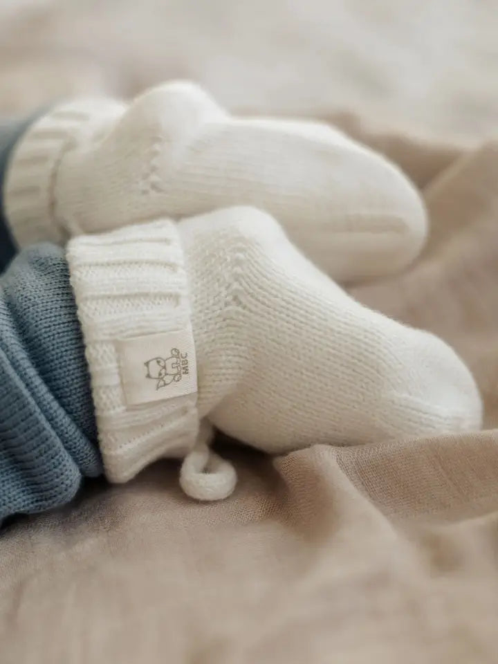 Baby slofjes - Off White - Merinowol/Cashmere - 0-12mnd - Moalie