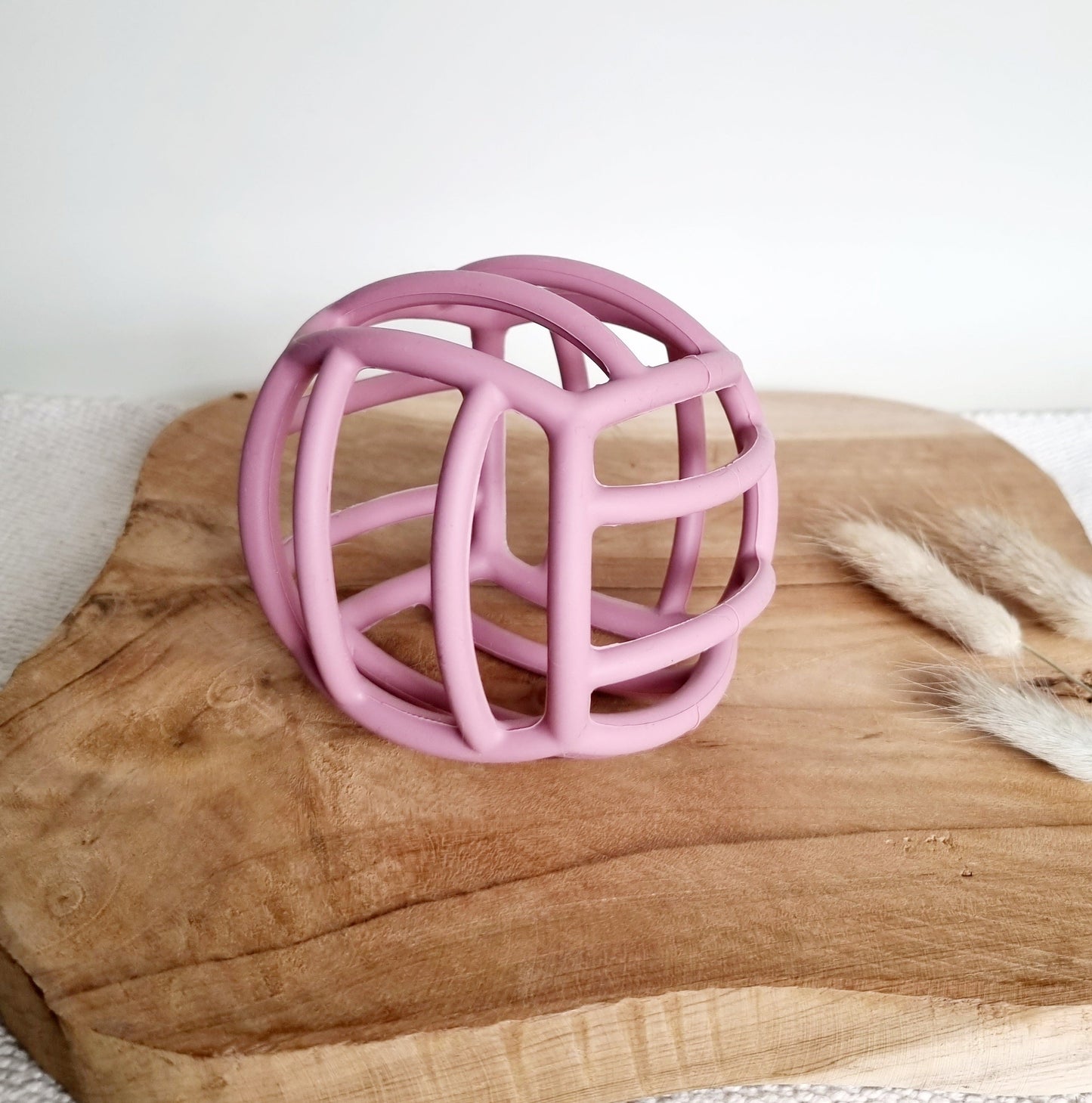 Sensorische bal - silicone - Poederroze Rammelaartje
