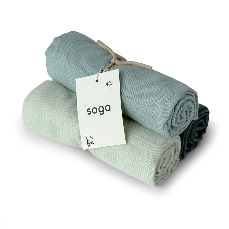Luierdoekjes Set 3 stuks - Vidar - Hydrofiel - 70x70cm - Gemengd Groen