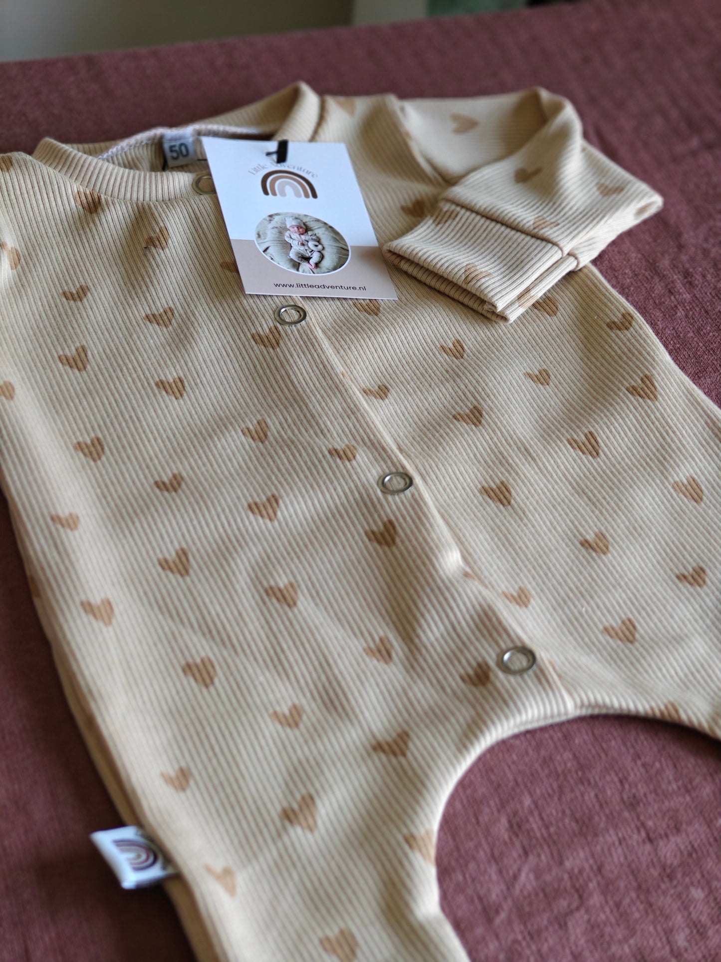 Boxpakje - hartjes rib - beige - Little Adventure